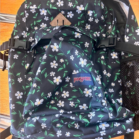 Jansport Black and White Floral Backpack - Picture 1 of 6